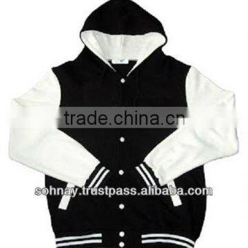 Hooded Letterman Collage Varsity Jacket