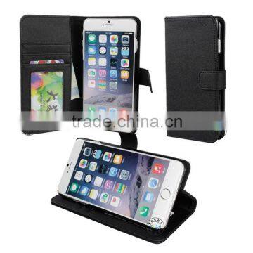 black pu leather fold cover case for iphone 6 plus 5.5 inch