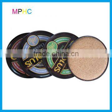 Custom Promotional Full Color Printed Metal Tin Coasters with cork back