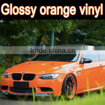 top selling glossy orange vinyl for car , high quality with good flexible car color change film