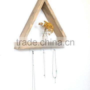 Shabby Chic Triangle Wooden Wall Diy Storage Shelf With Hooks photo-1