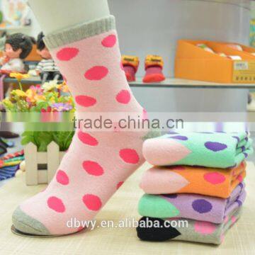 Beacuiful Colored Dot Design Pure Cotton Terry Socks for Women