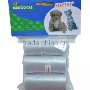 white dog waste bag packed 3 rolls used outdoor for export