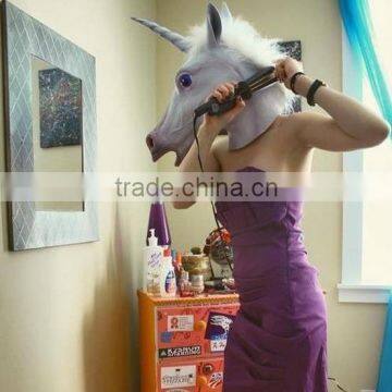 2015 Newest Creepy Halloween Costume Theater Prop Latex Unicorn Animal Head Mask