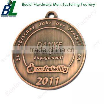 Brushed round souvenir copper sport metal medal