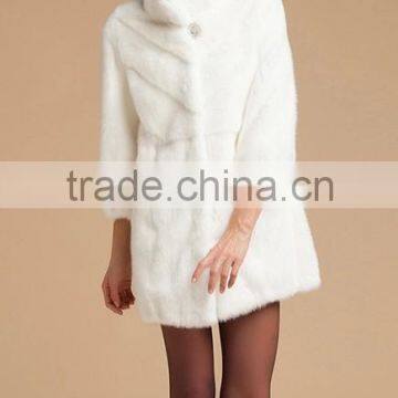 emk1449 fashionable white mink fur coat