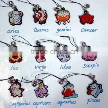 12 zodiac soft PVC mobile string with jingle bell