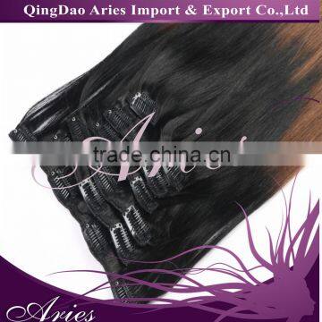 Full Head Clip in Hair Extensions Ombre One Piece 2 Tones Wavy Curly Black Brown Blonde photo-4