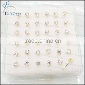 round cz silver nose stud pins piercing