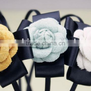 Korean Bow Headband With Flower, Handmade Felt Camelliae Headband For Adult