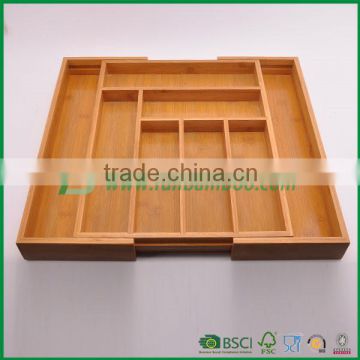 Fuboo Bamboo silverware kitchen drawer organizer, expendable bamboo tray