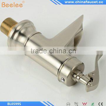 Nickel Brushed Deck Mounted Single Handle Single Hole Bathroom Waterfall Basin Mixer photo-5