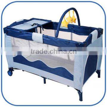 Newest hot high quality iron portable baby crib with toys bar