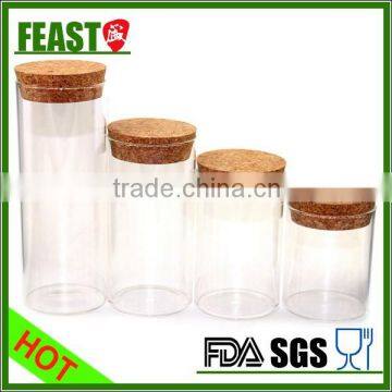 2015 Hot selling food grade customized glass bottle with cork lid                        
                                                Quality Choice