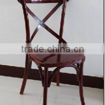 China wholesale comercial use Brown Cross Back X Wood Chair