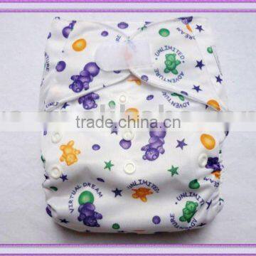 ALVA Cute Reusable Baby Cloth Diaper with Hook and Loop Fastener