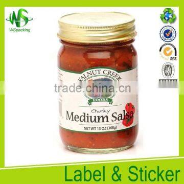 Food paper sticker self adhesive label bottle label printing