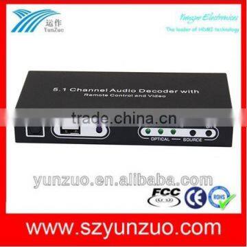 2 SPDIF 1coaxial and 1optical input 5.1 Digital Audio Decoder 5.1 channel decoder