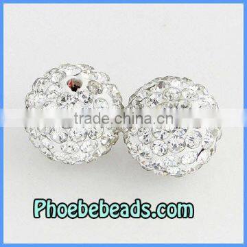 12mm White Shamballa Disco Ball Beads High Quality CZ Crystal Rhinestone Loose Round Jewelry Accessories For DIY Bracelets