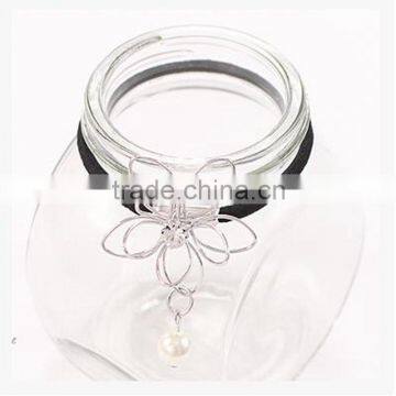 Korean Fashion Hollow Out Iron Flower Imitation Pearls Pendant Hair Bands For Girls Hair Clip Accessories