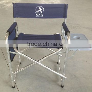 Folding aluminium director chair with side table