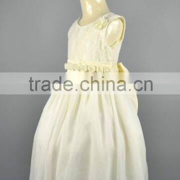 Baby Girls Ivory Communion Bridal Wedding Party Lace Dress Kids Wear Bridesmaid Flower Waist Collar Dress photo-4