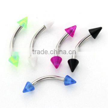 Simple Color Cool Acrylic Cone Fake Cheap Stainless Steel Eyebrow Rings Piercing Jewelry