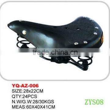 black leather bicycle saddle