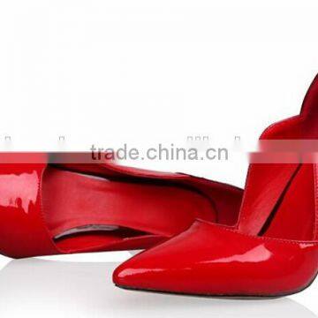 OP11 patent leather material upper hot sale pointy toe fashion pump shoes 2015 new collection