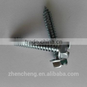 Slotted or Phillips Recessed head Hex Washer self tapping screw galvanized