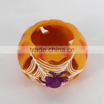 Customized Polyresin Wholesale Artificial Resin Halloween Pumpkin Candle Light Holder