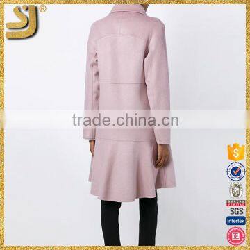 2016 New winter fashion Pink cashmere splicing coat