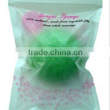 konjac sponge with packaging bag,round Konnyaku washing puff
