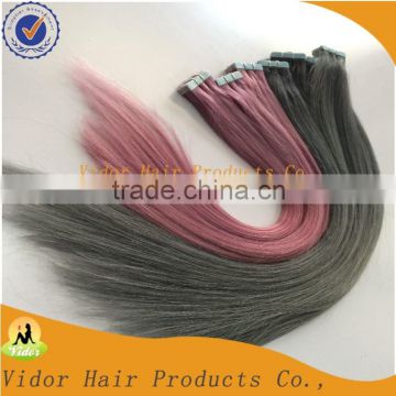 2015 Cheap High Grade Tape Human Hair Extension Skin Weft Gray Tape Hair Extensions                        
                                                Quality Choice