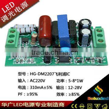 Dimmable led driver with 12-28V 5-8*1W