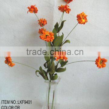 wholesale cheap new design decorative artificial grass orange flower bush 27" for house decoration