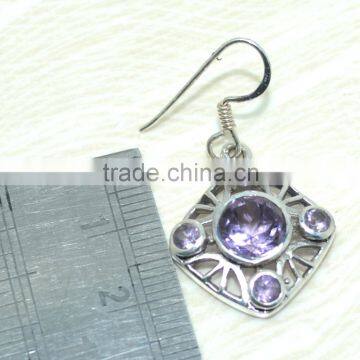 925 Sterling Silver Earring Amethyst Nice Dangle for Best Gift This Christmas photo-2