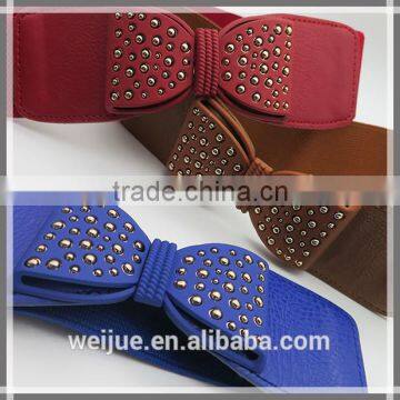 New style elastic wide belt with bow tie for dress