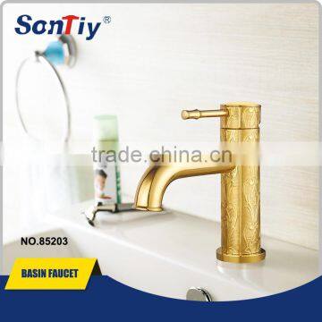 2014 single lever gold basin faucet 85203