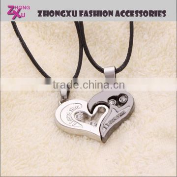 custom new fashion custom I love you lovers stainless steel heart pendant necklace