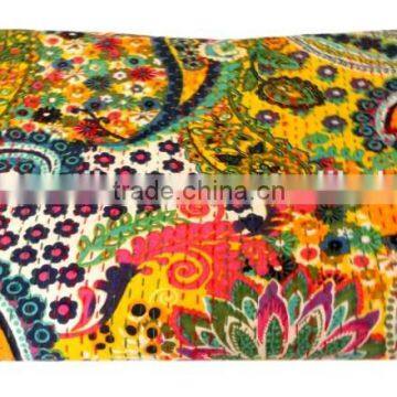 RTHKG-9 Designer Paisley Printed Cotton Fabric Vintage Bedspread Wholesaler Handmade Stitching Gudri Throw Kantha Jaipur photo-3