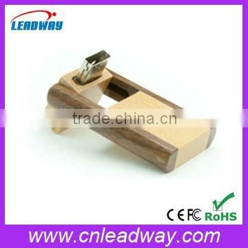 freely rotation wodden usb flash drive