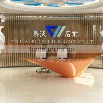 Hot sale solid surface cheap curved modern reception desk