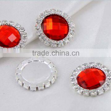 Cheap Decorative Red Round Crystal Fashion Buttons Flat Back 2308A08