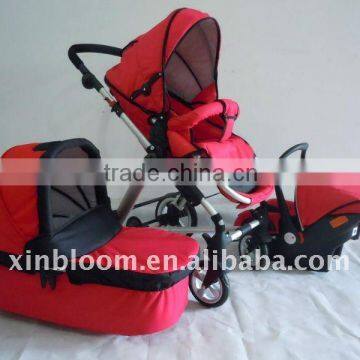 travel baby Pram 3 in 1 with 5 safe belt, 3 postion seat,