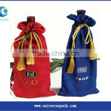 customized velevt wine stand up pouch