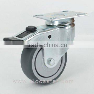 High Quality 3" TPR Caster With Top Plate, 75mm TPR Caster With Brake
