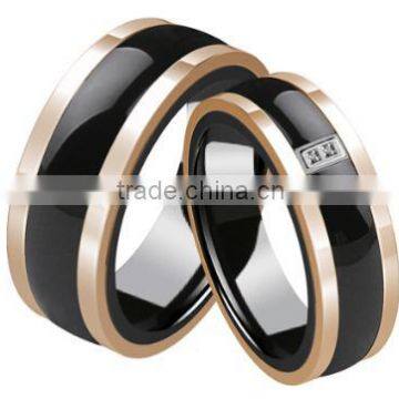 New stainless steel and ceramic combined ring, custom stainless steel wedding rings fashion jewelry in alibaba website