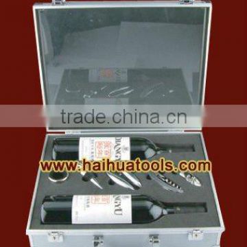 deluxe aluminium wine box with 5 Accessories for two bottles