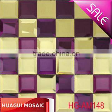 House/bar/hotel background wall decortive material purple mixed gold mirror glass mosaic tile